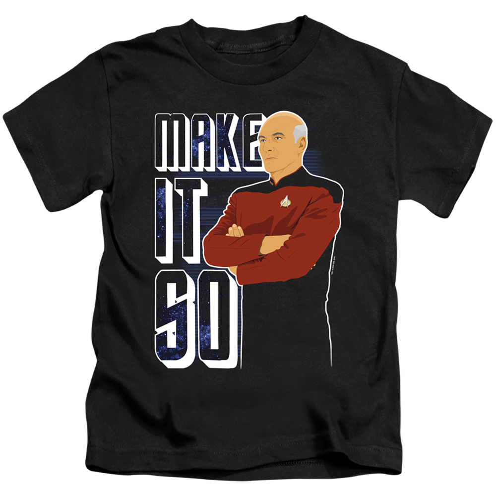 CBS2663-KT-1 Star Trek the Next Generation & Make It So Short Sleeve Juvenile Cotton 18-1 T-Shirt, Black - Small - 4