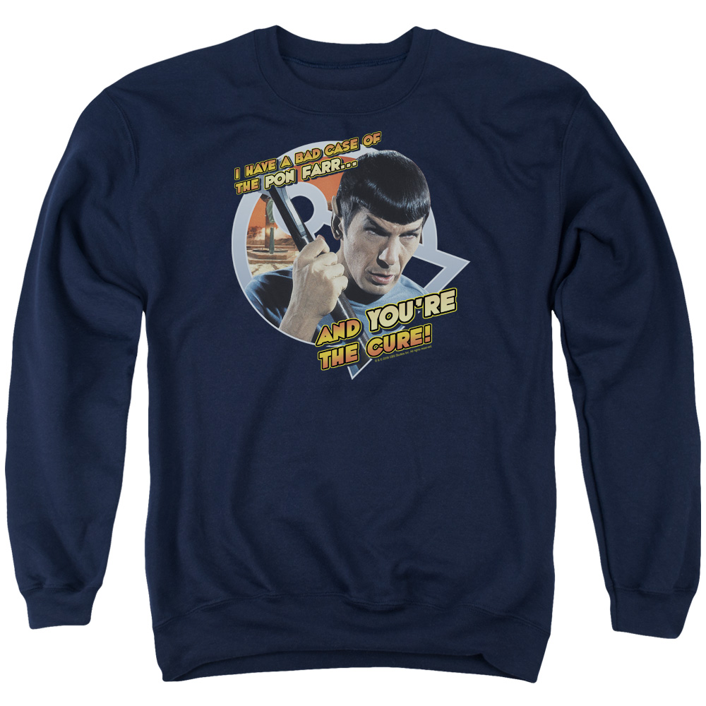 Star Trek & Pon Far Adult Cotton & Polyster Crewneck Sweatshirt, Navy - Medium