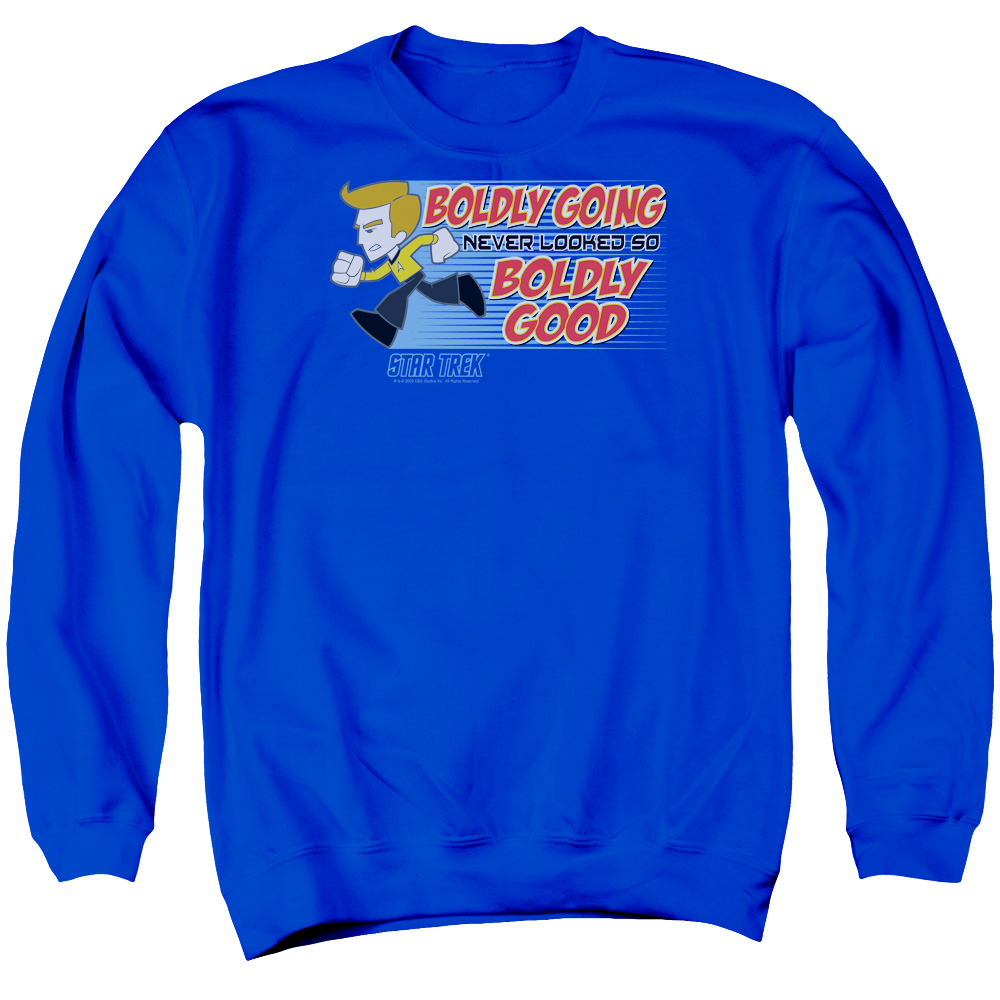 Quogs & Boldly Good Adult Cotton & Polyster Crewneck Sweatshirt, Royal Blue - 2X