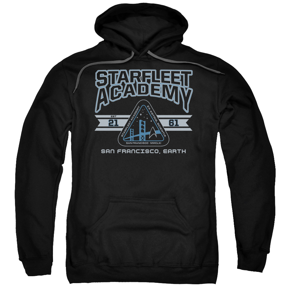 CBS863C-AFTH-8 Star Trek & Starfleet Academy Earth Adult Cotton & Polyster Pull-Over Hoodie, Black - 5X