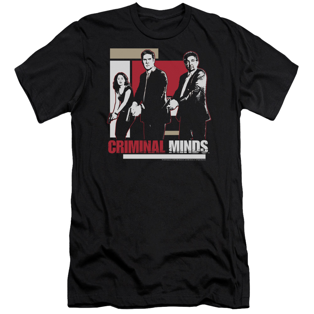 CBS879-PSF-4 Criminal Minds & Guns Drawn Premium Canvas Adult Cotton Slim Fit 30-1 T-Shirt, Black - Extra Large