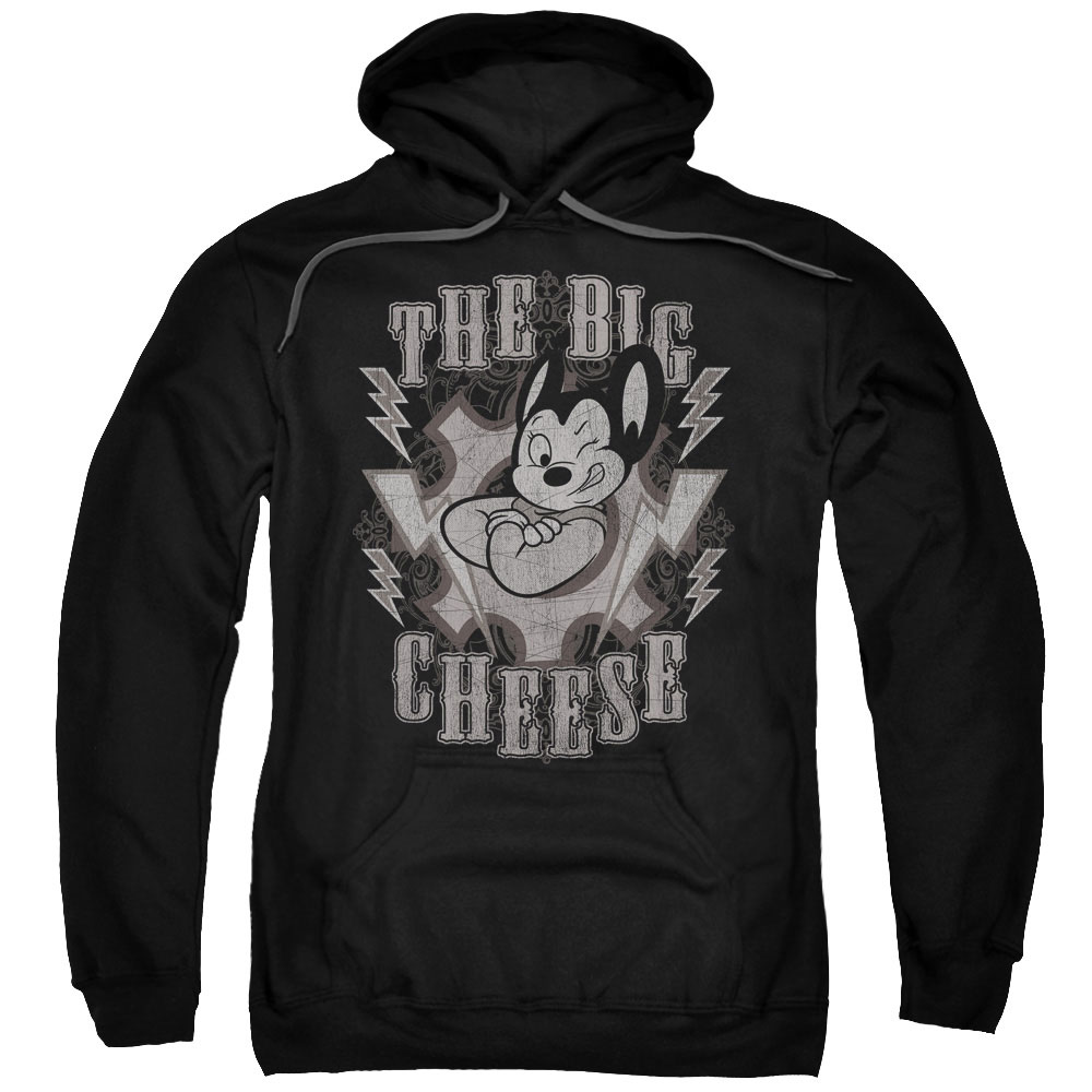 CBS924-AFTH-8 Mighty Mouse & The Big Cheese Adult Cotton & Polyster Pull-Over Hoodie, Black - 5X