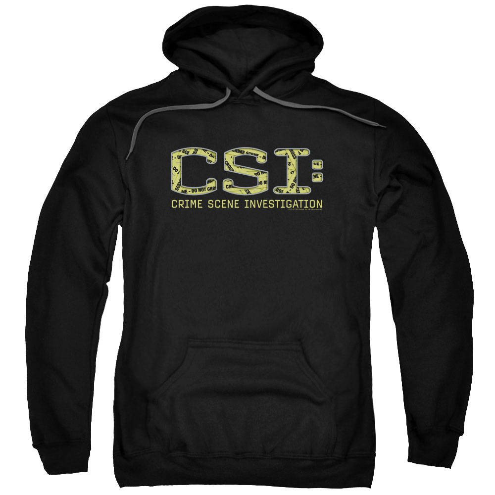 CSI & Collage Logo Adult Cotton & Polyster Pull-Over Hoodie, Black - 5X