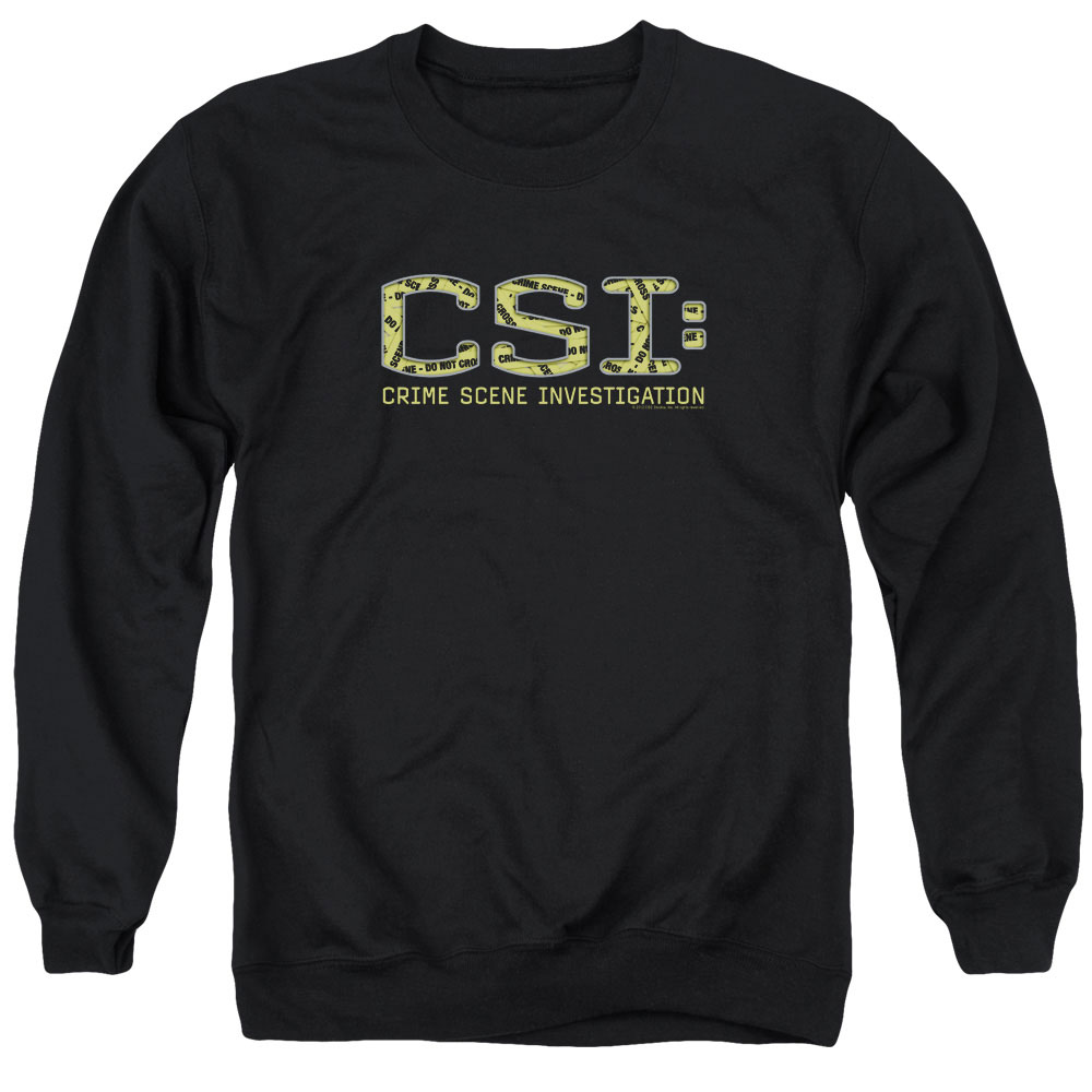 CSI & Collage Logo Adult Cotton & Polyster Crewneck Sweatshirt, Black - Medium