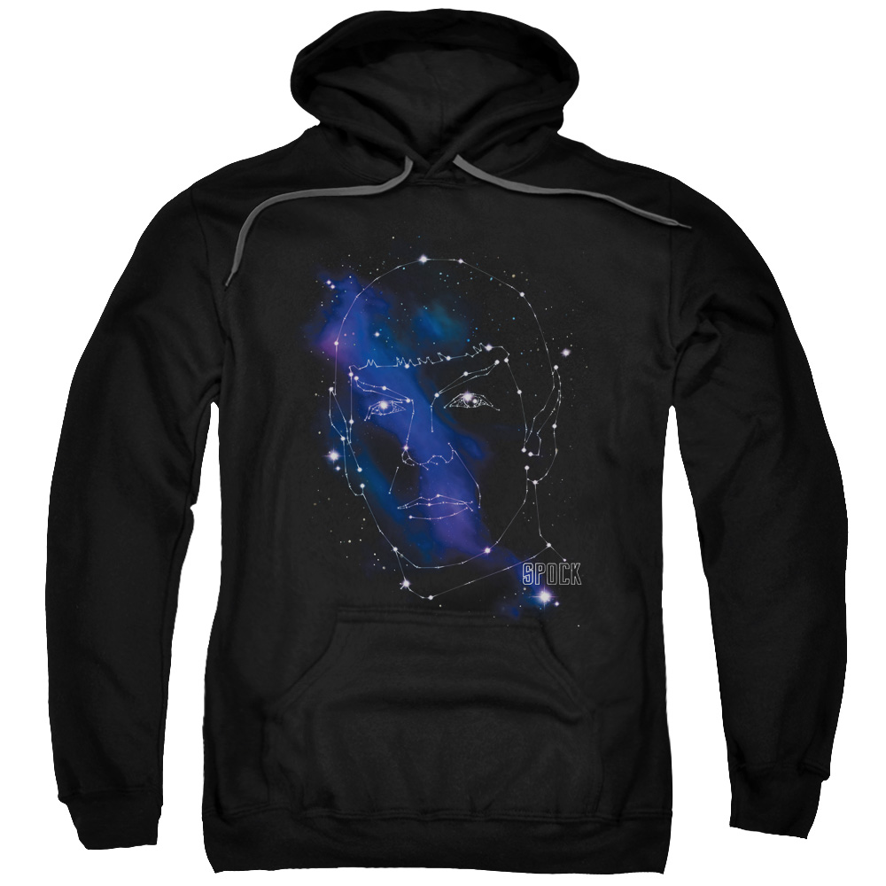 CBS1317-AFTH-8 Star Trek & Spock Constellations Adult Cotton & Polyster Pull-Over Hoodie, Black - 5X