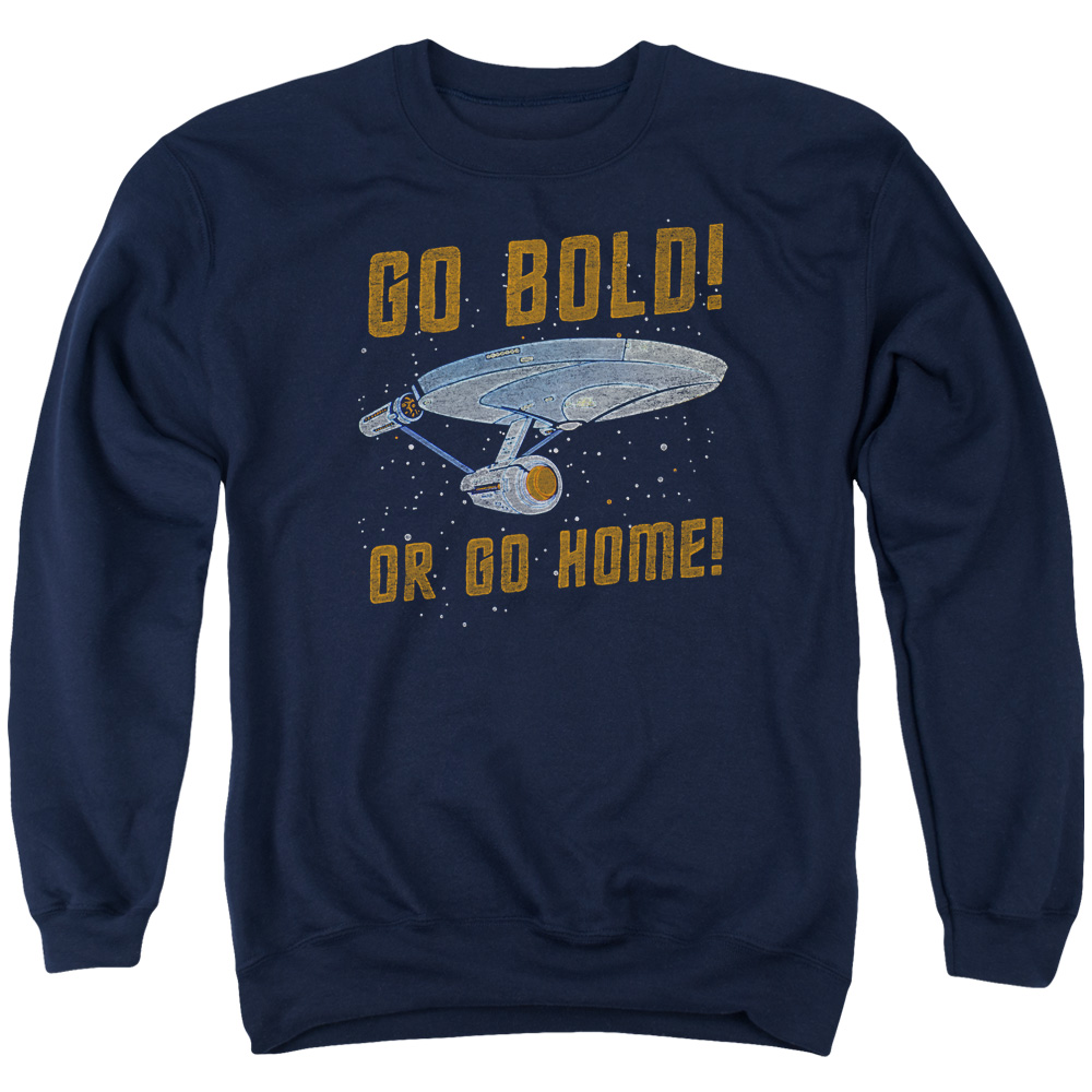 Star Trek & Go Bold Adult Cotton & Polyster Crewneck Sweatshirt, Navy - Medium
