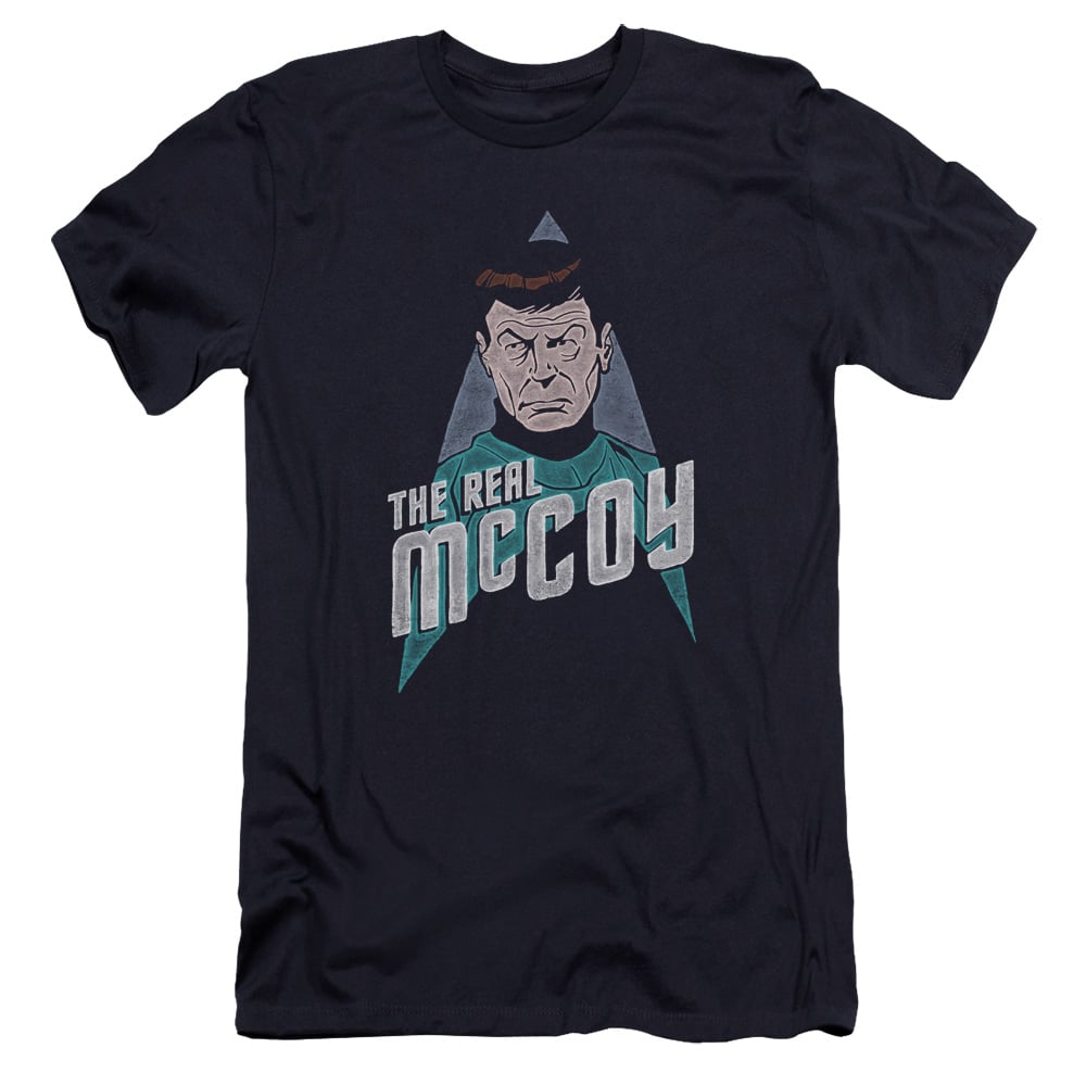 Star Trek & The Real Mccoy Premium Canvas Adult Cotton Slim Fit 30-1 T-Shirt, Navy - 2X