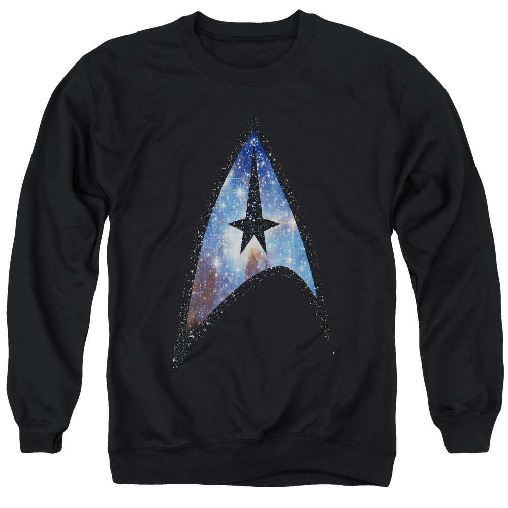 Star Trek & Galactic Shield Adult Cotton & Polyster Crewneck Sweatshirt, Black - Medium