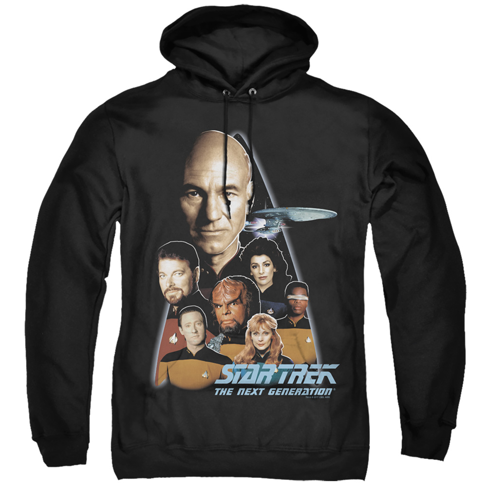 CBS161-AFTH-8 Star Trek & The Next Generation Adult Cotton & Polyster Pull-Over Hoodie, Black - 5X
