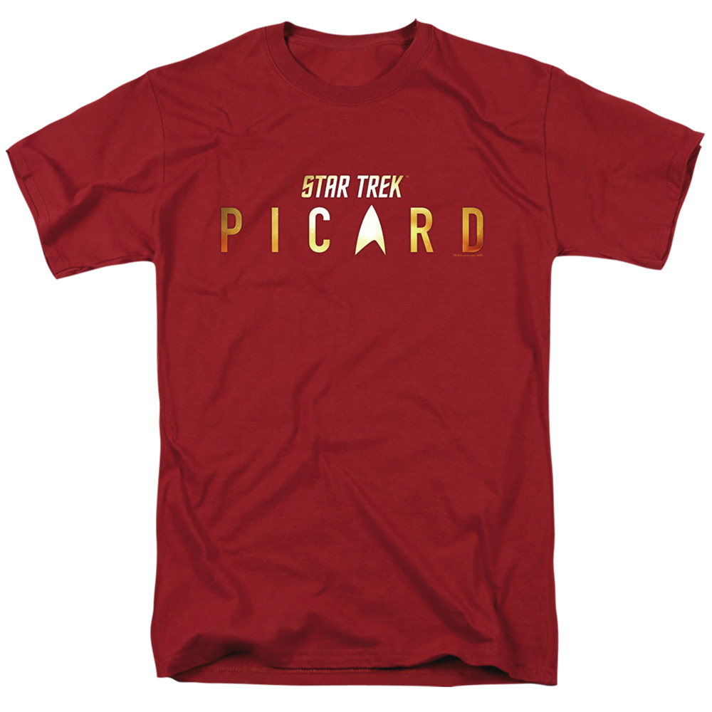 CBS2592-AT-6 Star Trek Picard & Picard Logo Rendered Short Sleeve Adult Cotton 18-1 T-Shirt, Cardinal - 3X -  Trevco