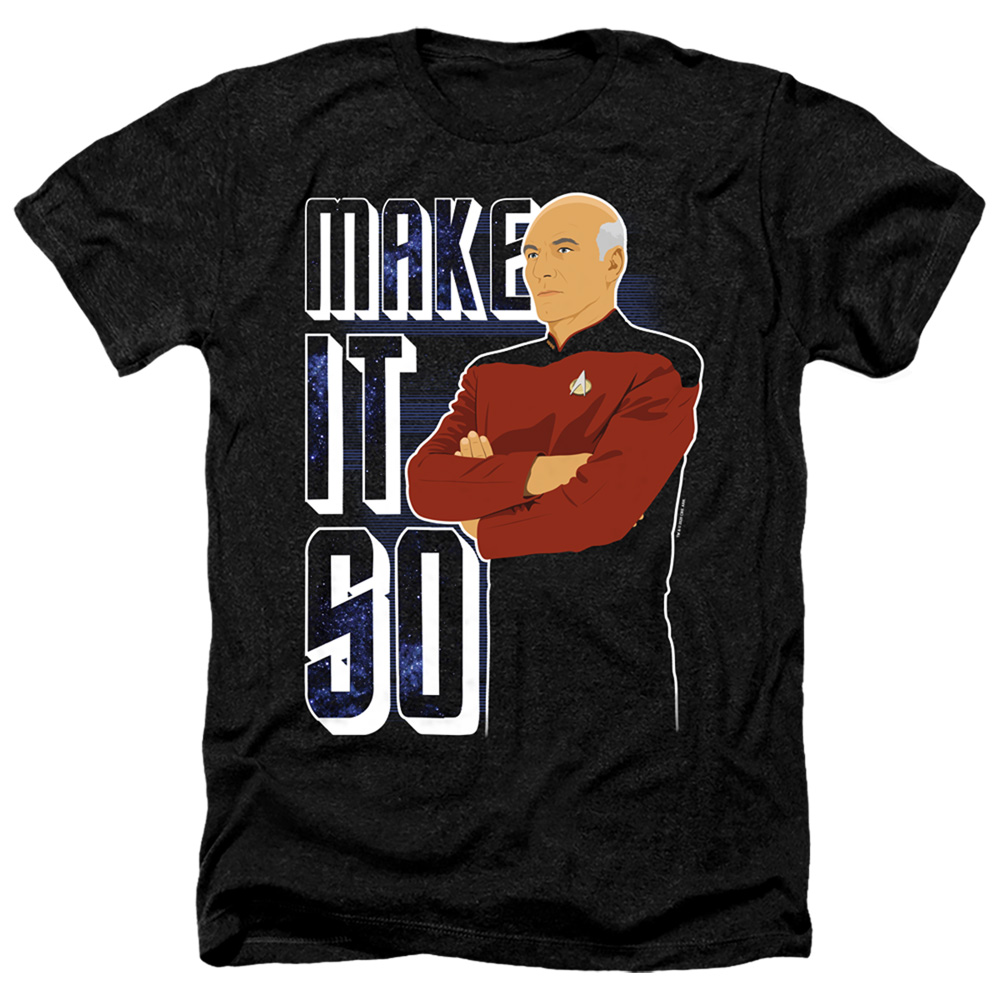 CBS2663-HA-4 Star Trek the Next Generation & Make It So Adult Heather Cotton & Polyster T-Shirt, Black - Extra Large