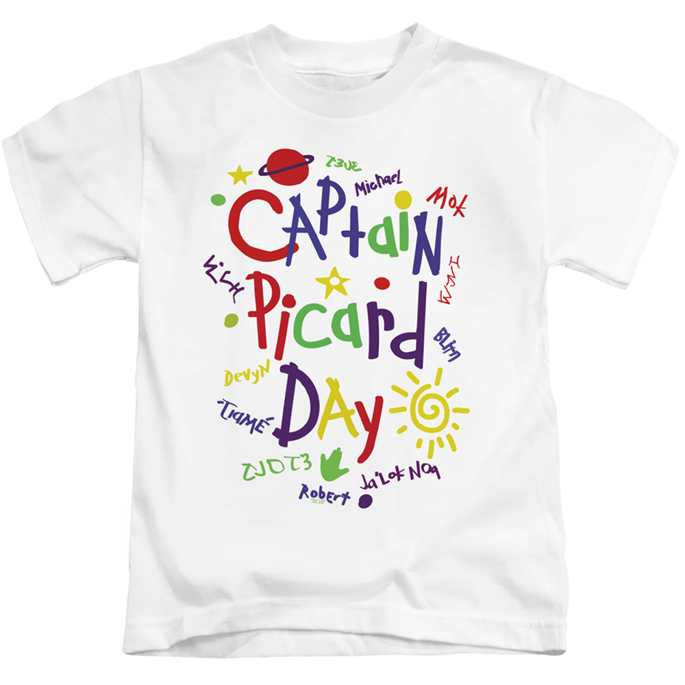CBS2672-KT-3 Star Trek Picard & Picard Day Short Sleeve Juvenile Cotton 18-1 T-Shirt, White - Large 7
