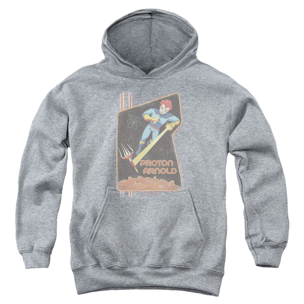 Scorpion & Proton Arnold Poster Youth Pull-Over Cotton Hoodie, Athletic Heather - Extra Large
