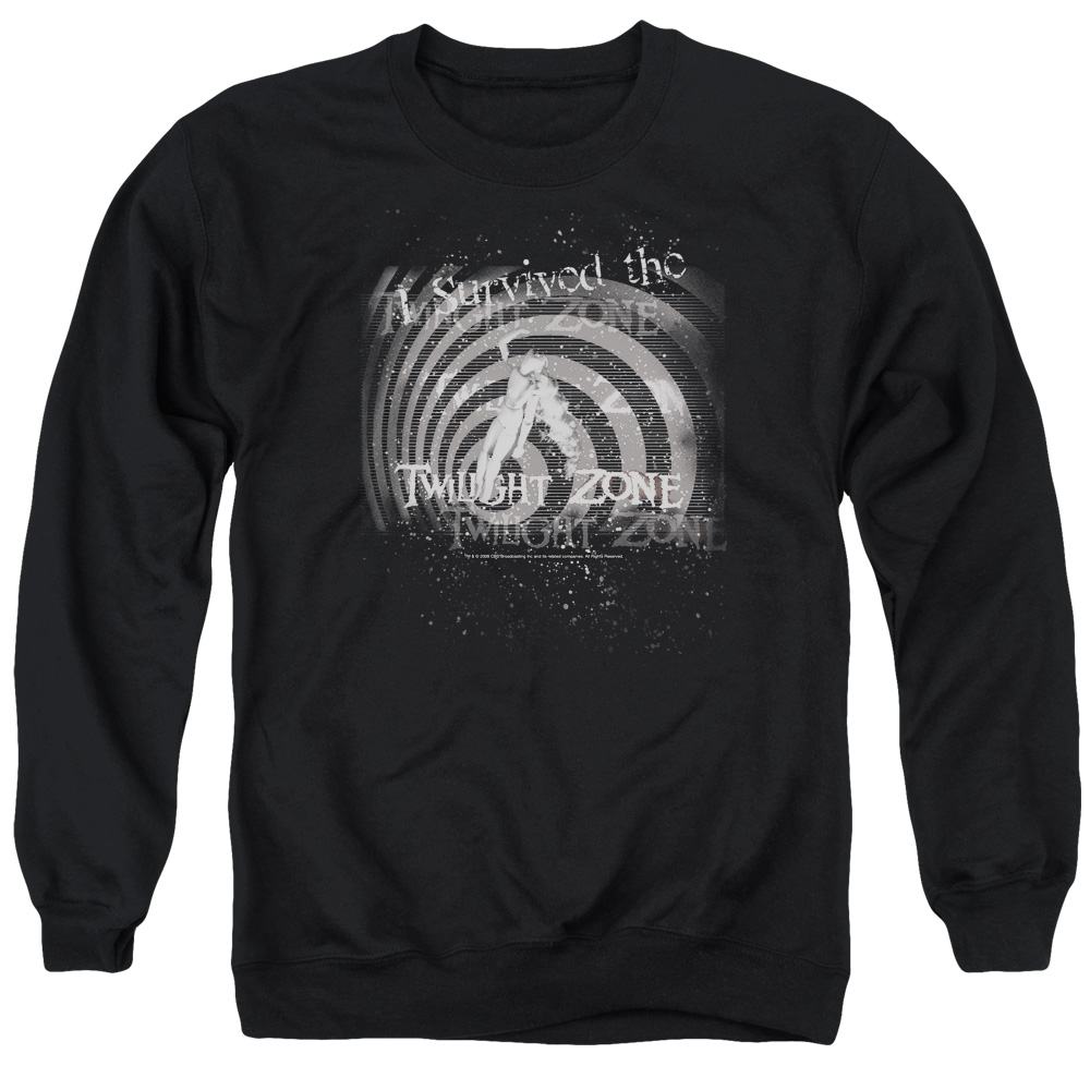 Twilight Zone & I Survived Adult Cotton & Polyster Crewneck Sweatshirt, Black - Large