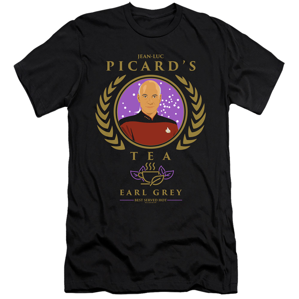CBS2667-PSF-4 Star Trek The Next Generation & Tea Earl Grey Hot-HBO Short Sleeve Adult Cotton 30-1 T-Shirt, Black - Extra Large