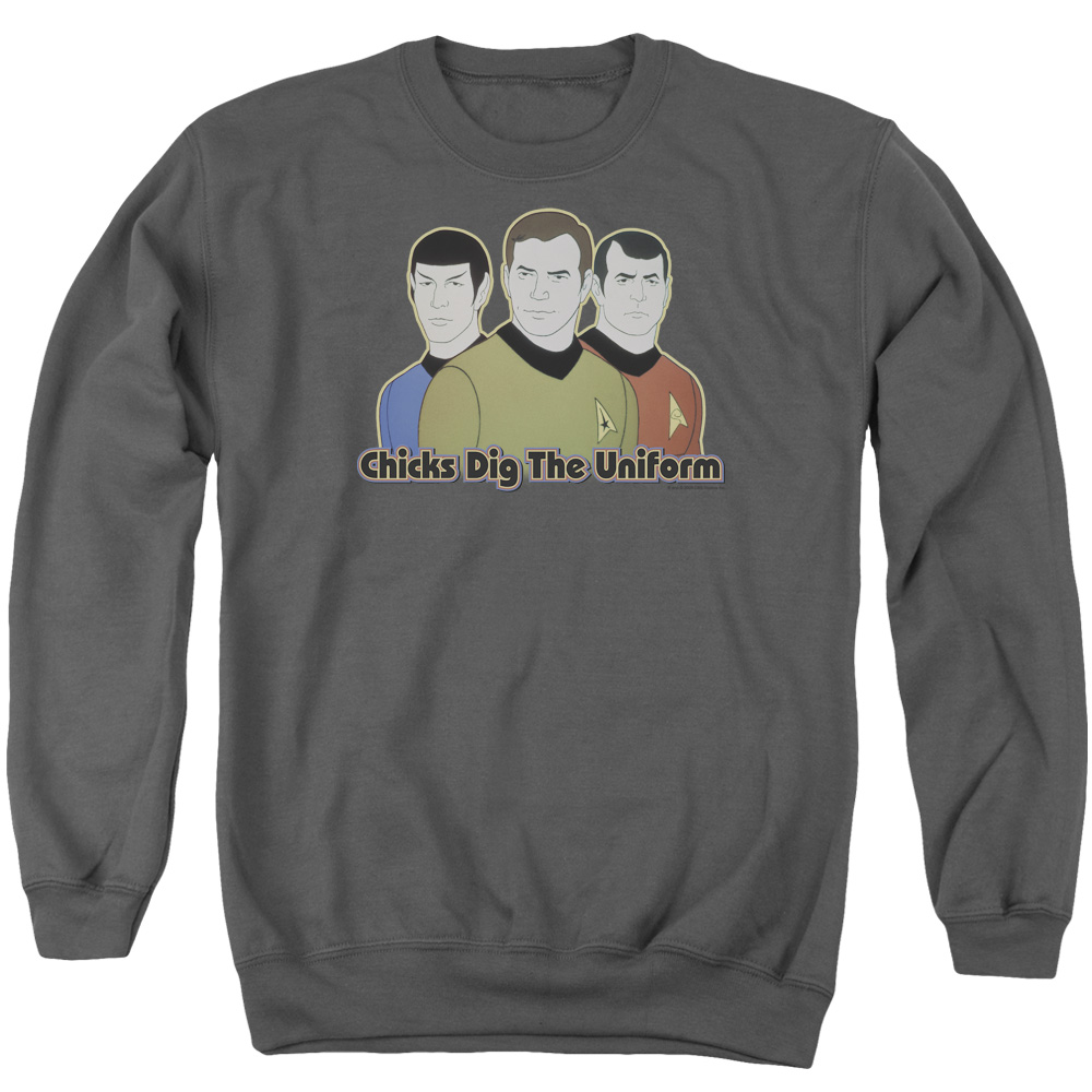 Star Trek & Dig It Adult Cotton & Polyster Crewneck Sweatshirt, Charcoal - Medium