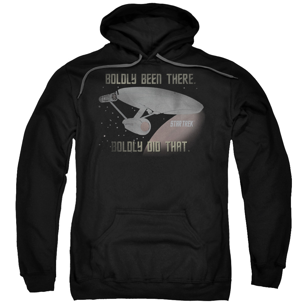 Star Trek & Boldly Did That Adult Cotton & Polyster Pull-Over Hoodie, Black - 5X