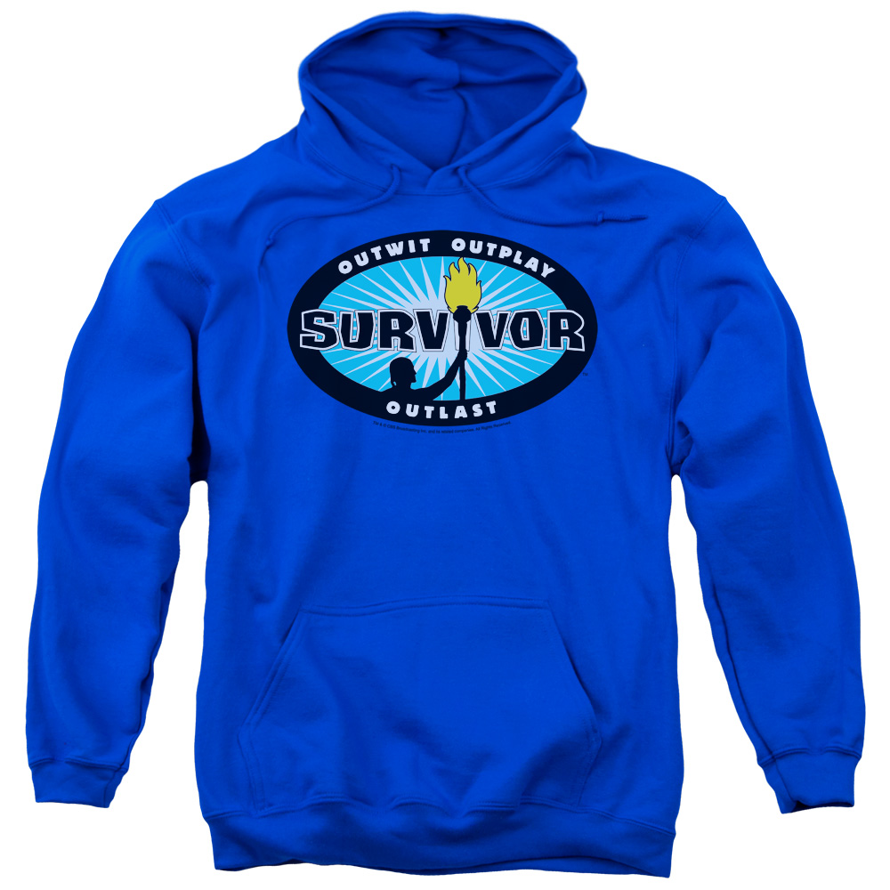 Survivor & Blue Burst Adult Cotton & Polyster Pull-Over Hoodie, Royal Blue - Medium