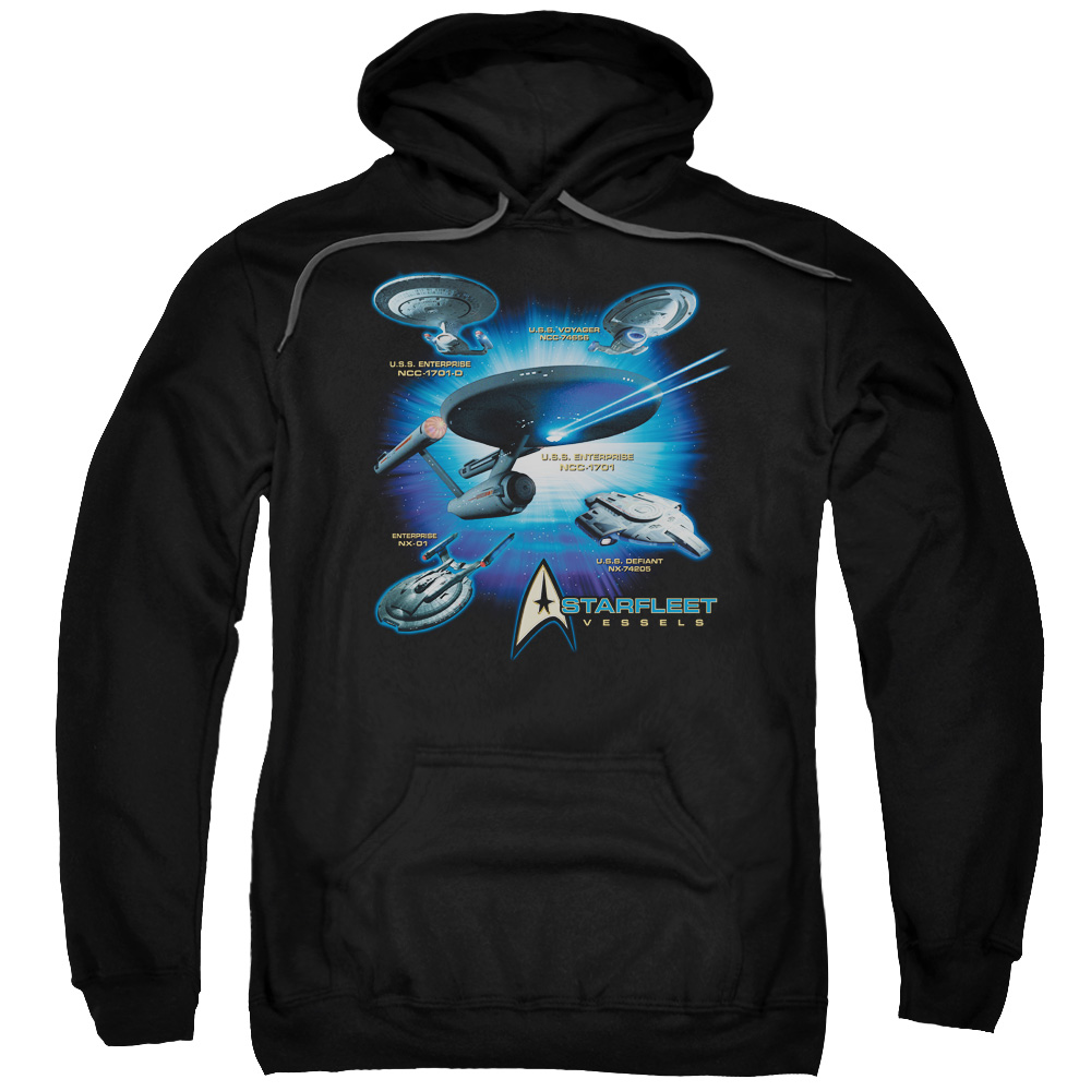 Star Trek & Starfleet Vessels Adult Cotton & Polyster Pull-Over Hoodie, Black - 4X -  NewGroove, NE2037937