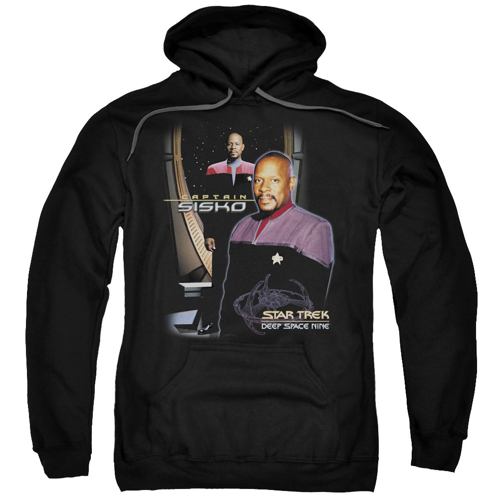 CBS560-AFTH-7 Star Trek & Captain Sisko Adult Cotton & Polyster Pull-Over Hoodie, Black - 4X -  Trevco