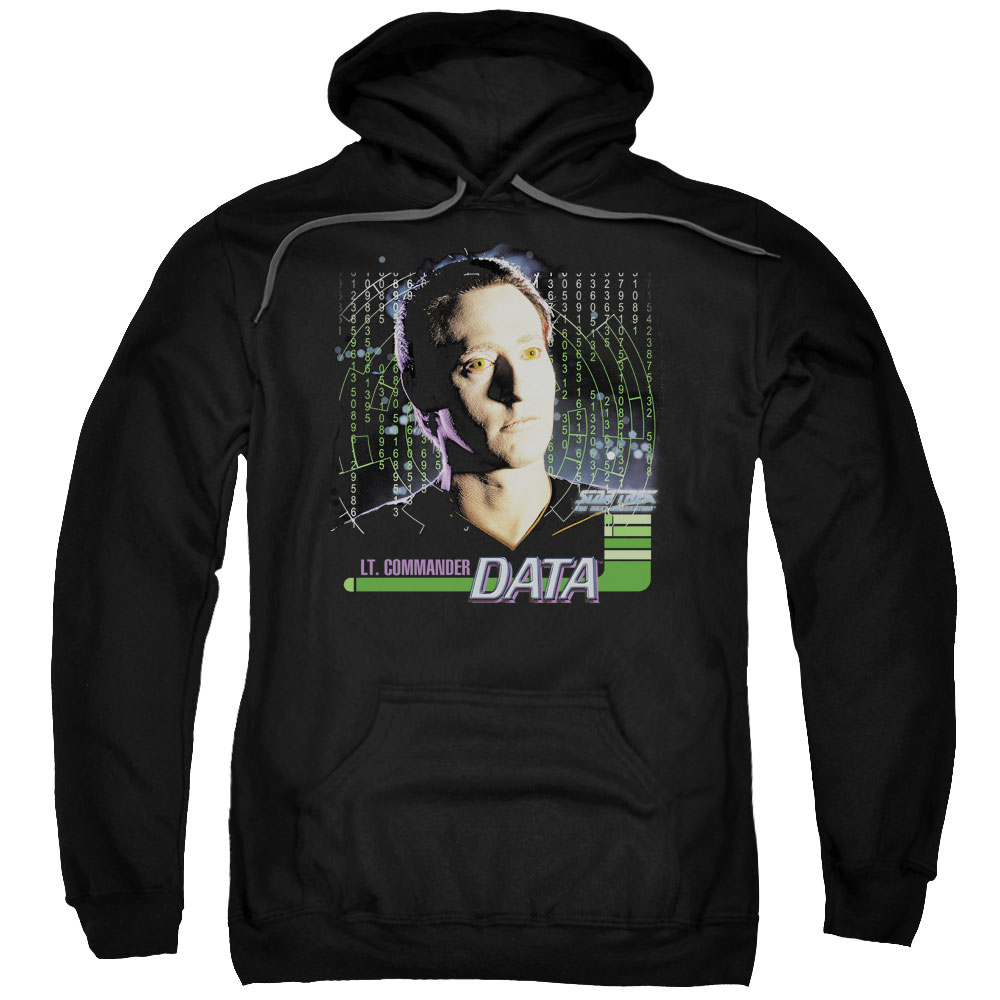 Star Trek & Data Adult Cotton & Polyster Pull-Over Hoodie, Black - 5X
