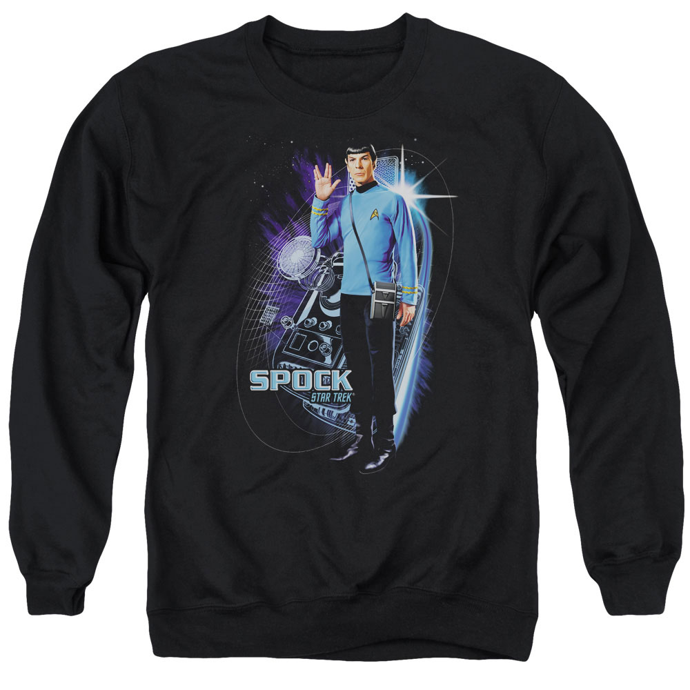 Star Trek & Galactic Spock Adult Cotton & Polyster Crewneck Sweatshirt, Black - Medium