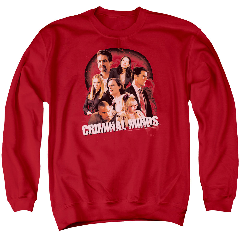 Criminal Minds & Brain Trust Adult Cotton & Polyster Crewneck Sweatshirt, Red - Medium