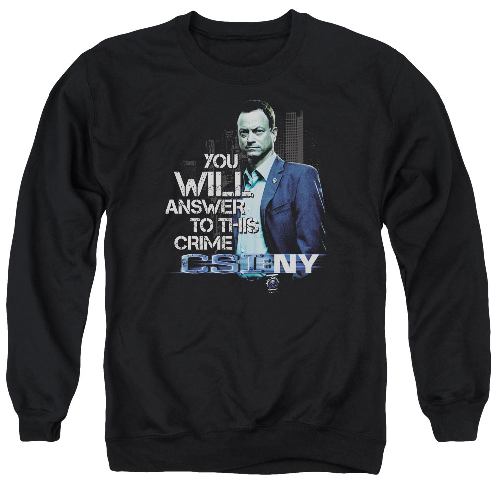 CSI Ny & You Will Answer Adult Cotton & Polyster Crewneck Sweatshirt, Black - Medium