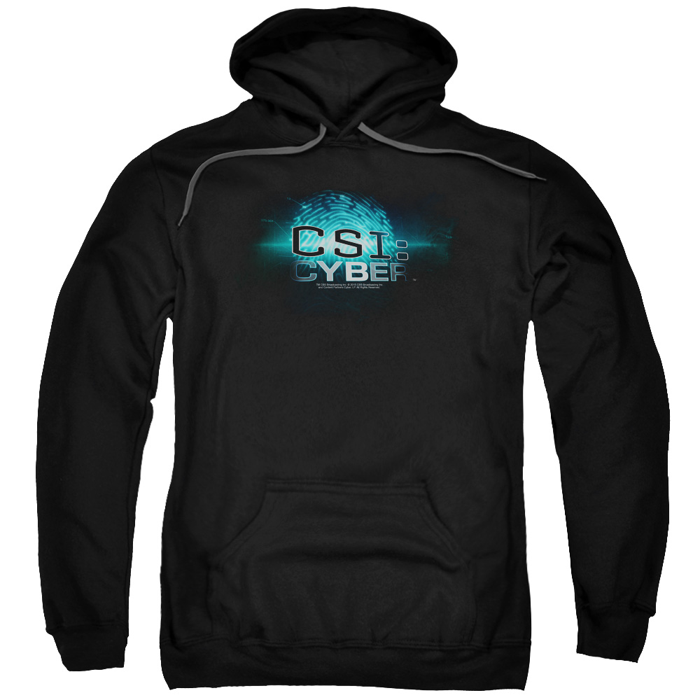 CBS1677-AFTH-8 CSI-Cyber & Thumb Print Adult Cotton & Polyster Pull-Over Hoodie, Black - 5X
