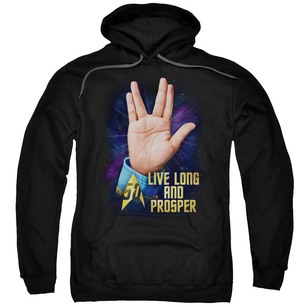 Star Trek & Llap 50 Adult Cotton & Polyster Pull-Over Hoodie, Black - Medium