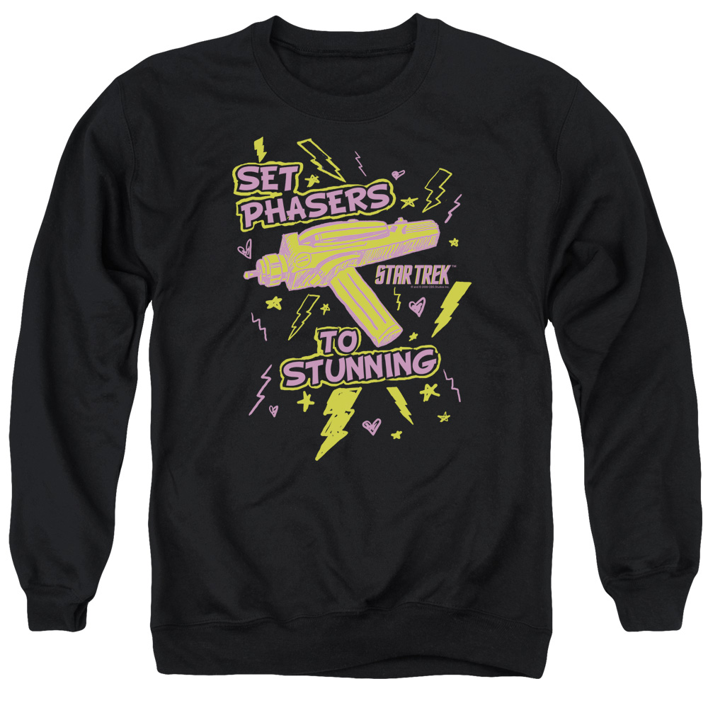 Star Trek & Set Phasers Adult Cotton & Polyster Crewneck Sweatshirt, Black - 3X