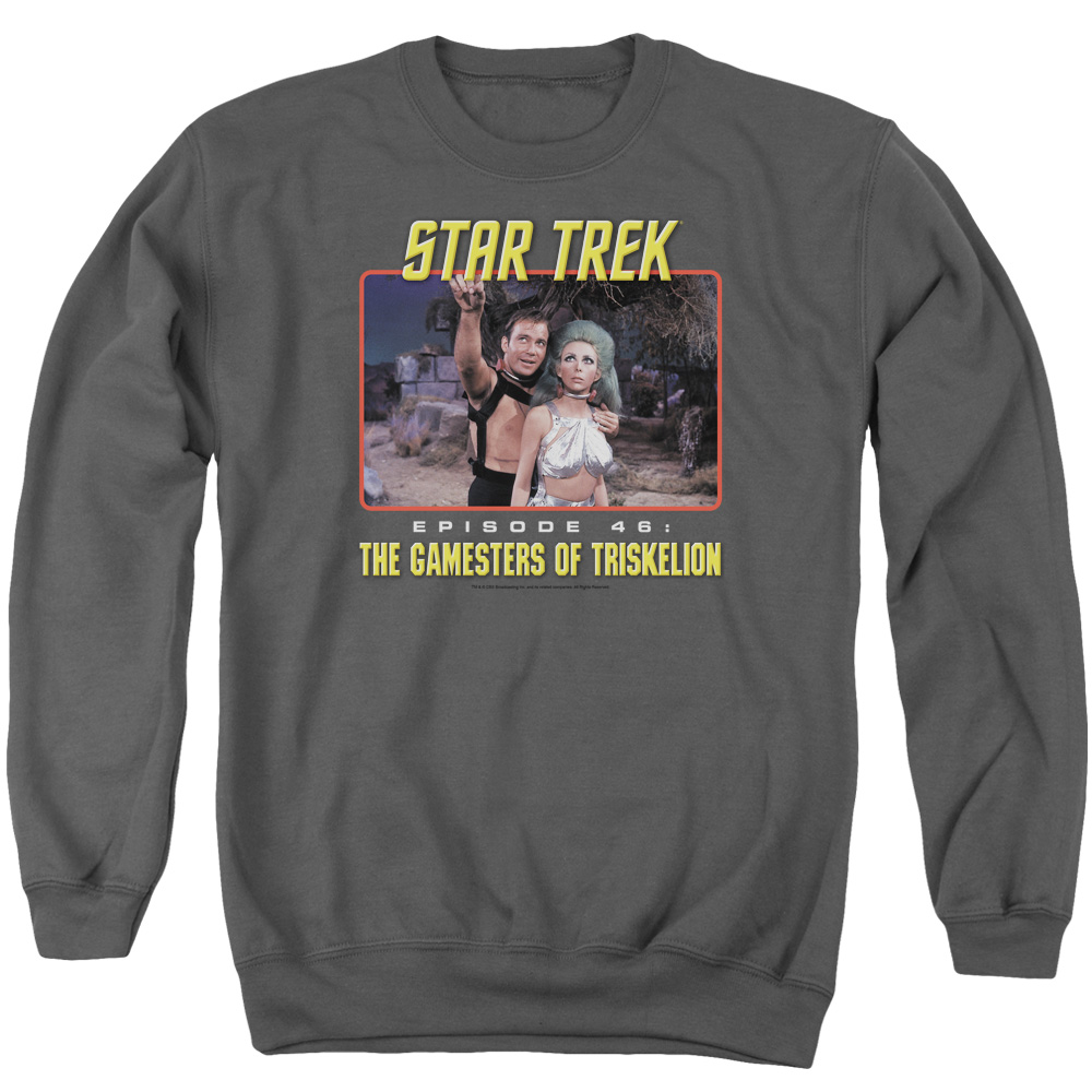 Star Trek & Episode 46 Adult Cotton & Polyster Crewneck Sweatshirt, Charcoal - 2X