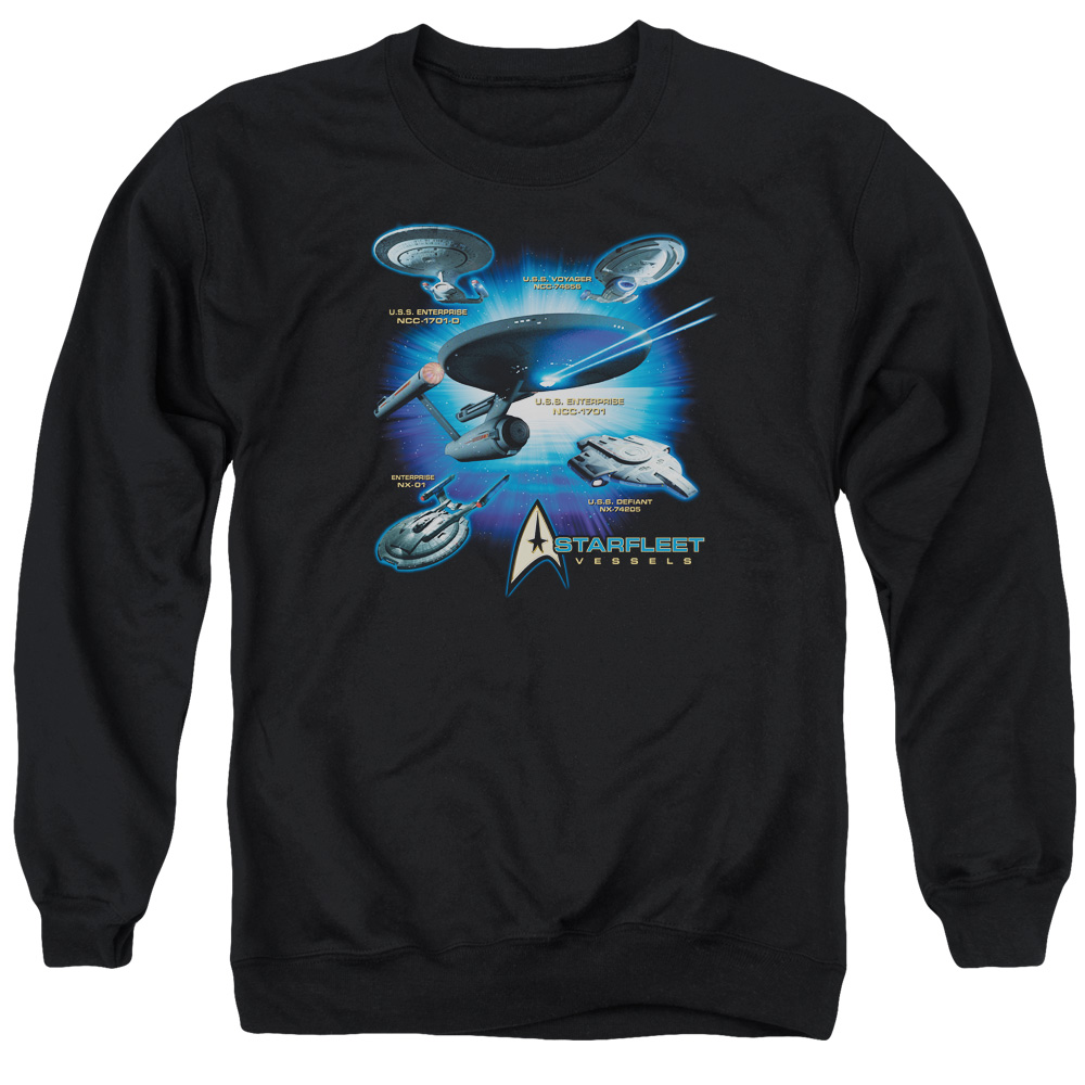 Star Trek & Starfleet Vessels Adult Cotton & Polyster Crewneck Sweatshirt, Black - 2X
