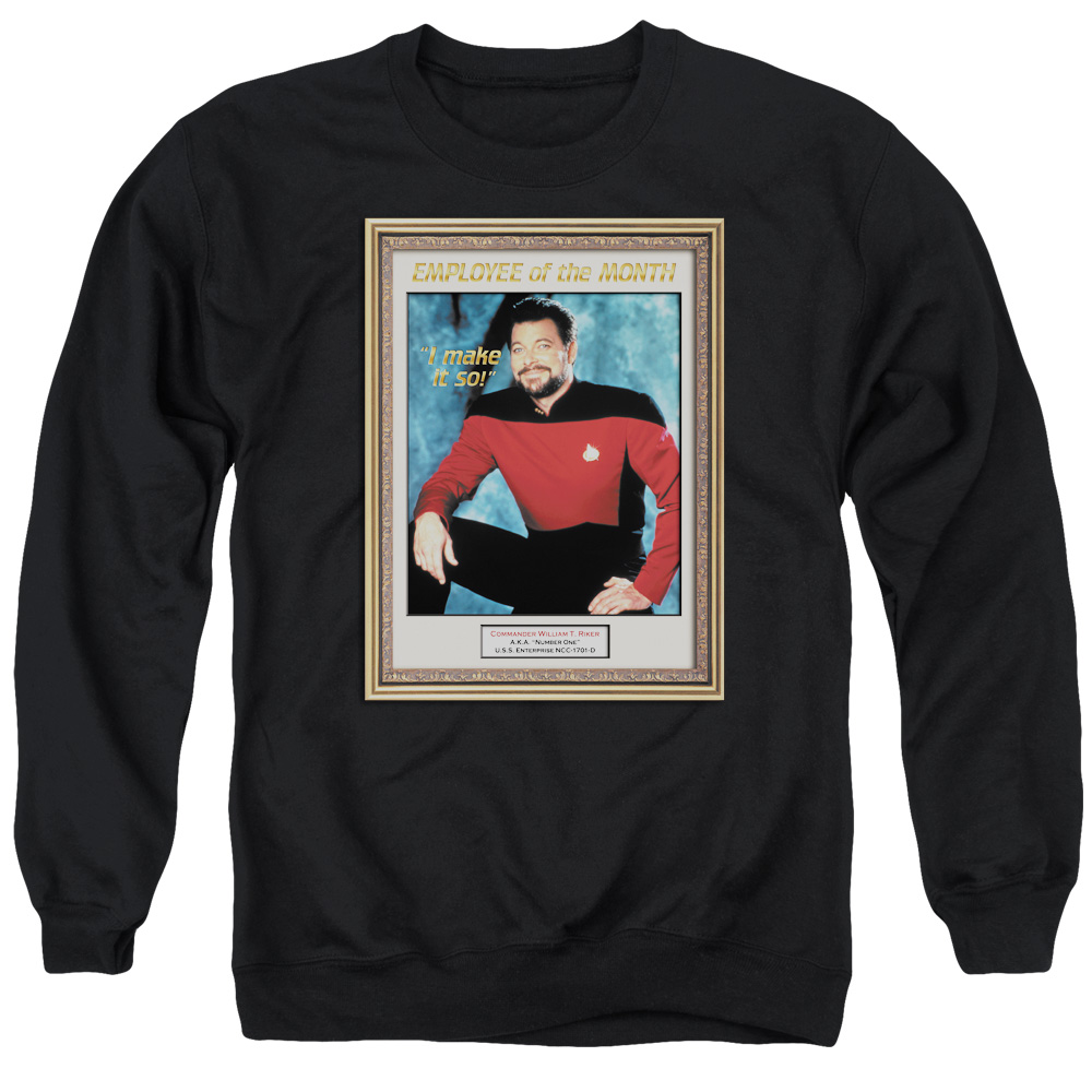 Star Trek & Employee of Month Adult Cotton & Polyster Crewneck Sweatshirt, Black - Extra Large