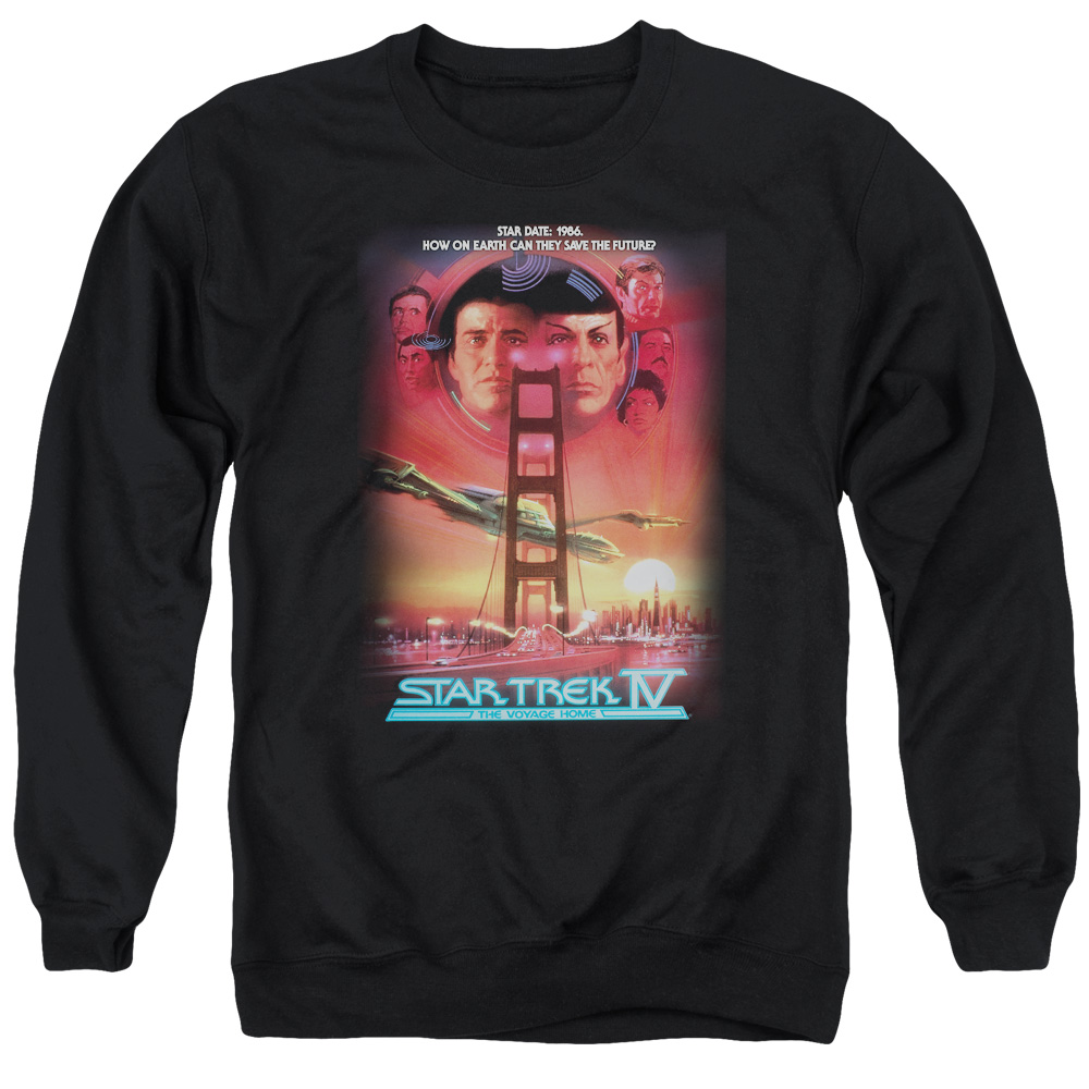 Star Trek & the Voyage Home Movie Adult Cotton & Polyster Crewneck Sweatshirt, Black - 3X