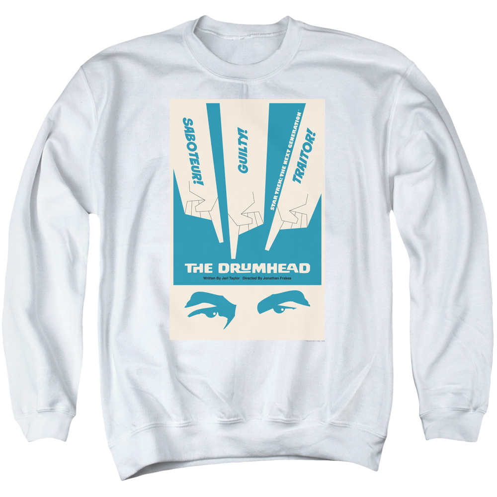 Star Trek & Tng Season 4 Episode 21 Adult Cotton & Polyster Crewneck Sweatshirt, White - Medium