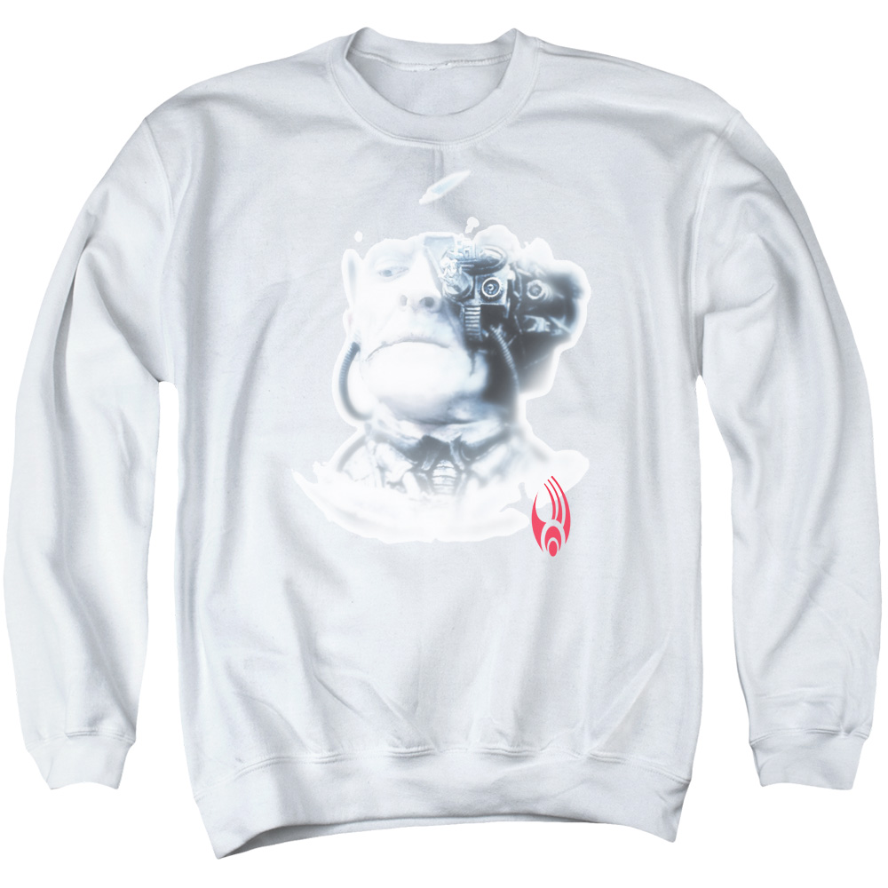 Star Trek & Borg Head Adult Cotton & Polyster Crewneck Sweatshirt, White - Extra Large