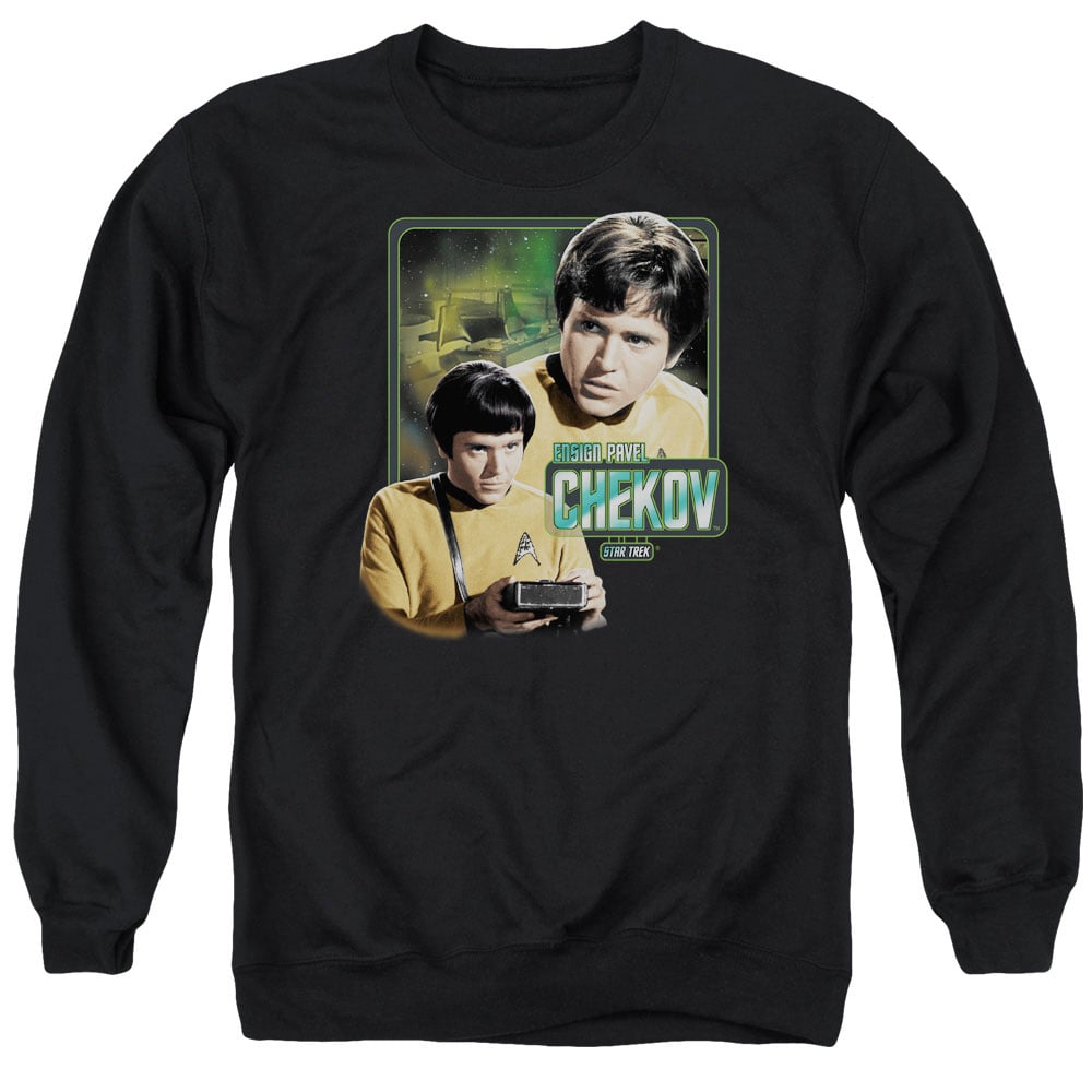 Star Trek & Ensign Chekov Adult Cotton & Polyster Crewneck Sweatshirt, Black - Medium