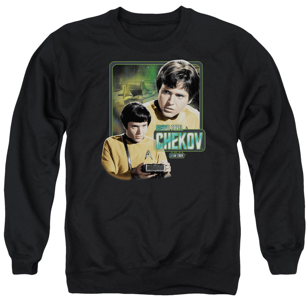 Star Trek & Ensign Chekov Adult Cotton & Polyster Crewneck Sweatshirt, Black - 2X