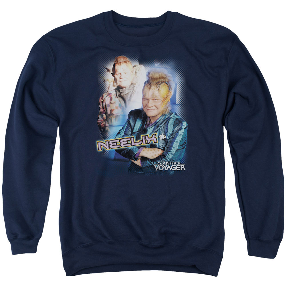 Star Trek & Neelix Adult Cotton & Polyster Crewneck Sweatshirt, Navy - Large