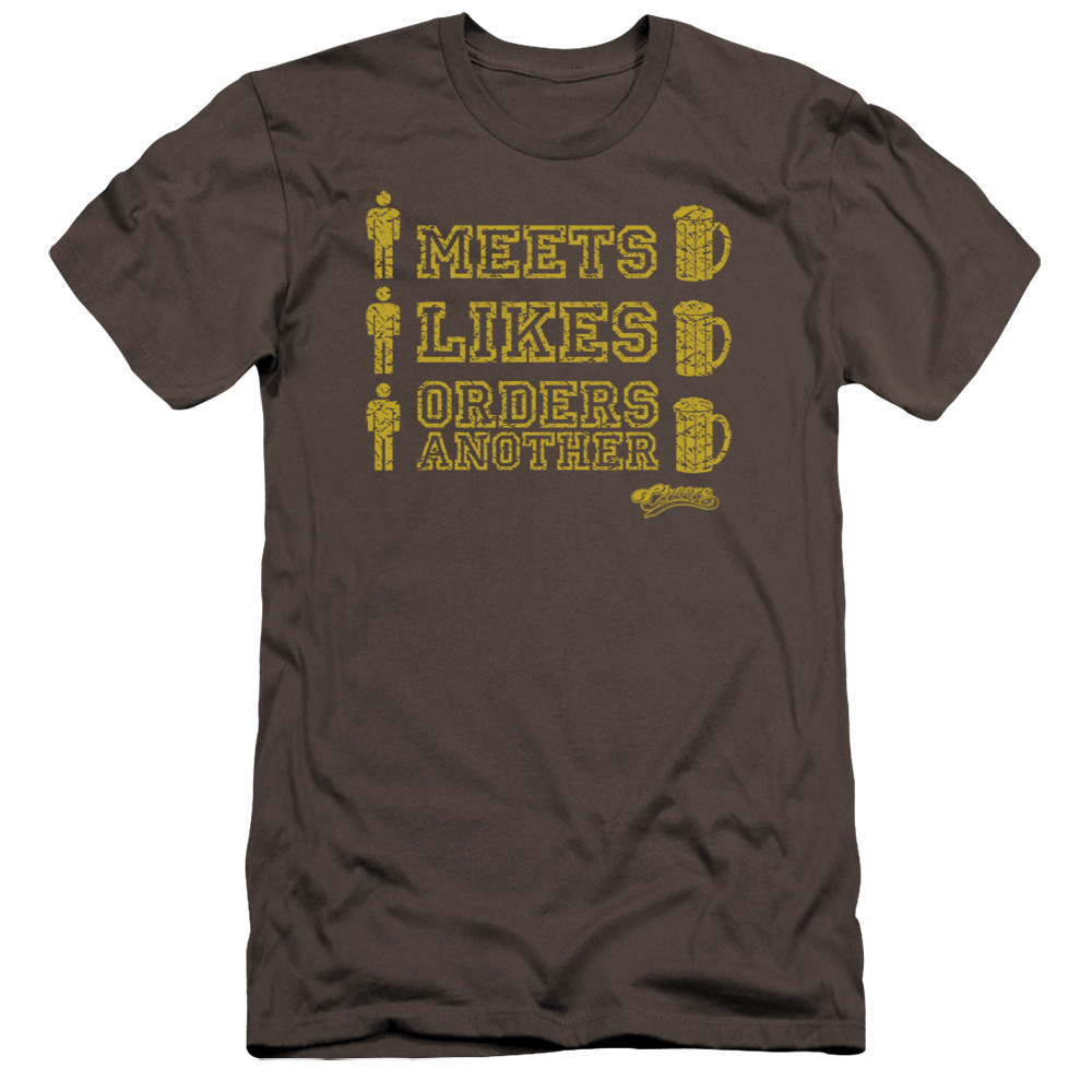 CBS588-PSF-4 Cheers & Man Meets Beer Premium Canvas Adult Cotton Slim Fit 30-1 T-Shirt, Charcoal - Extra Large