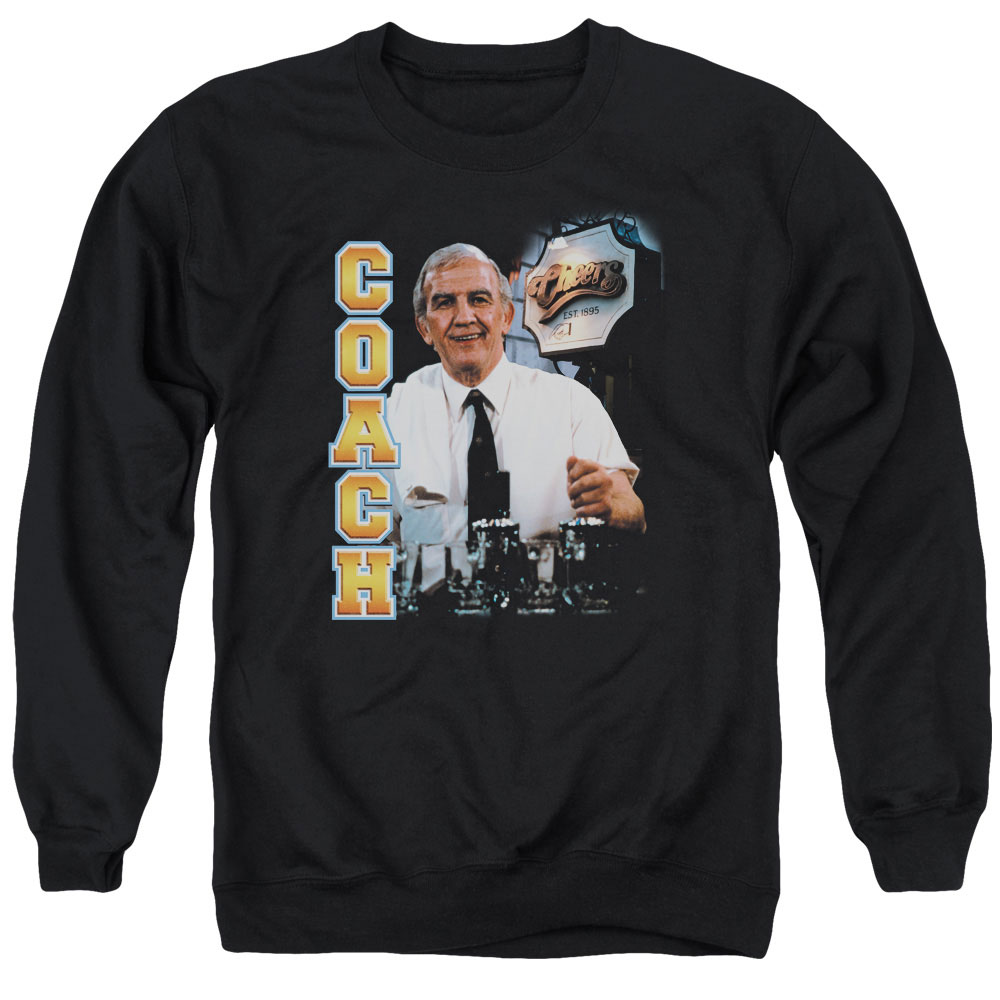 Cheers & Coach Adult Cotton & Polyster Crewneck Sweatshirt, Black - Medium