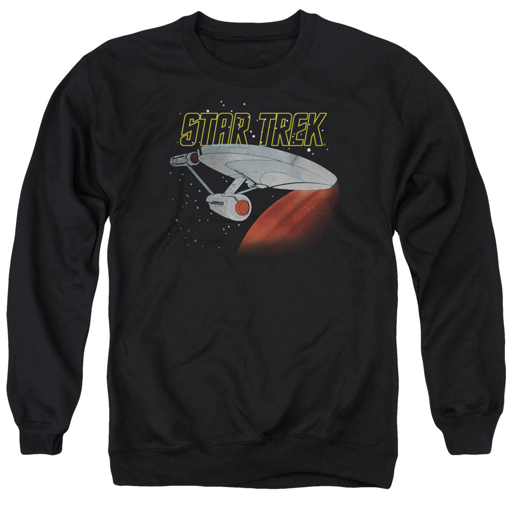Star Trek & Retro Enterprise Adult Cotton & Polyster Crewneck Sweatshirt, Black - Small