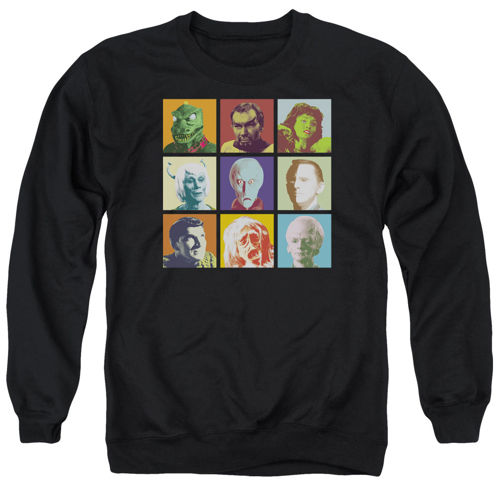 Star Trek & Alien Squares Adult Cotton & Polyster Crewneck Sweatshirt, Black - 3X