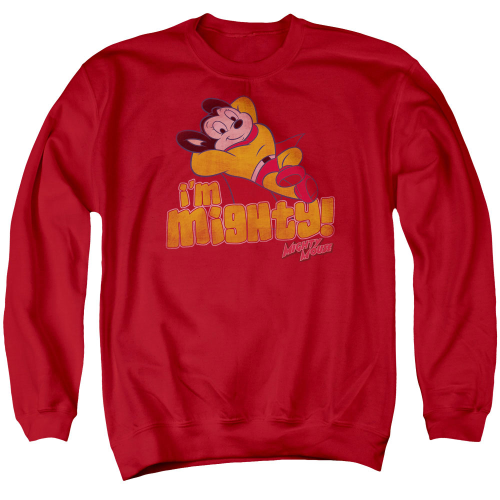 Mighty Mouse & IM Mighty Adult Cotton & Polyster Crewneck Sweatshirt, Red - Medium