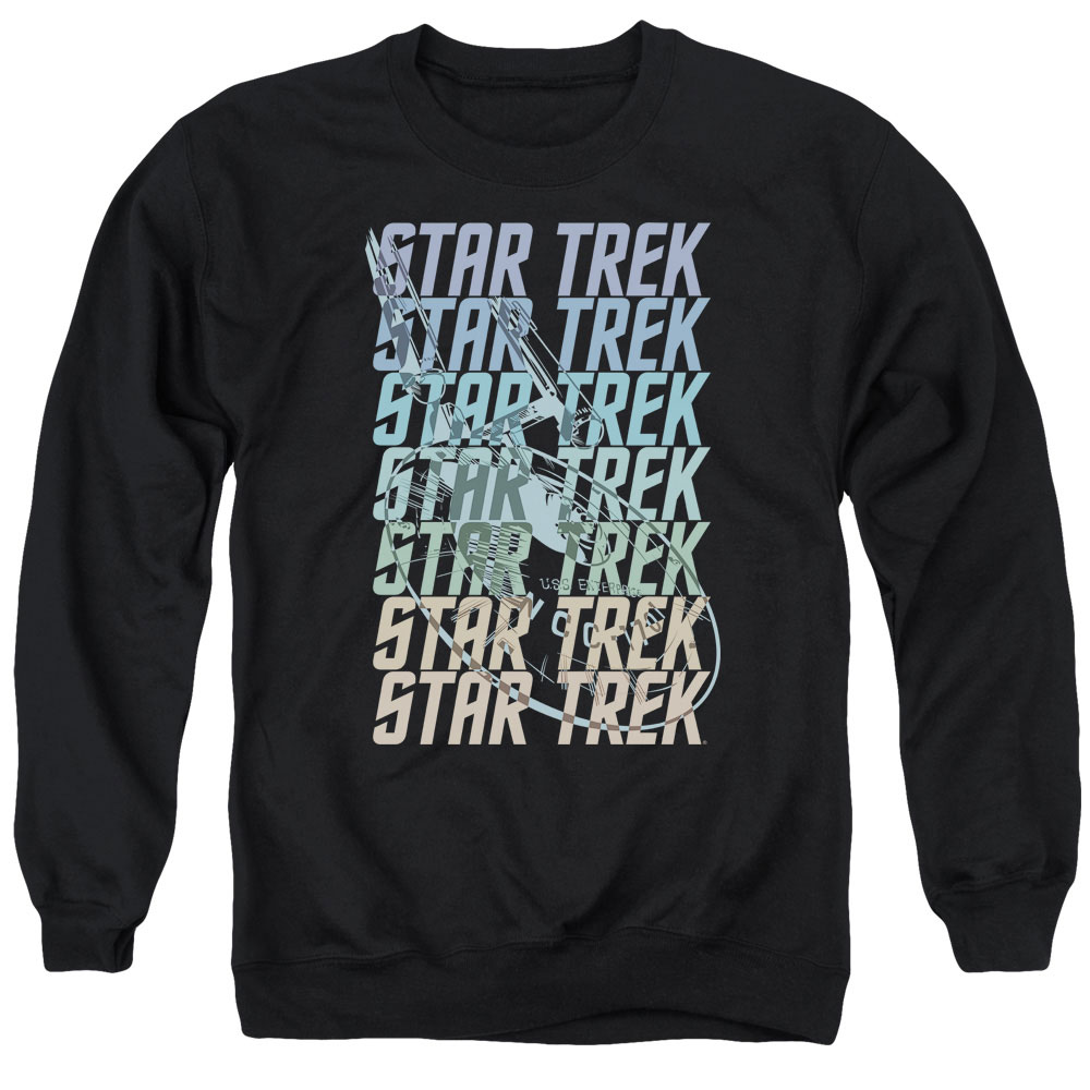 Star Trek & Multi Logo Enterprise Adult Cotton & Polyster Crewneck Sweatshirt, Black - Extra Large