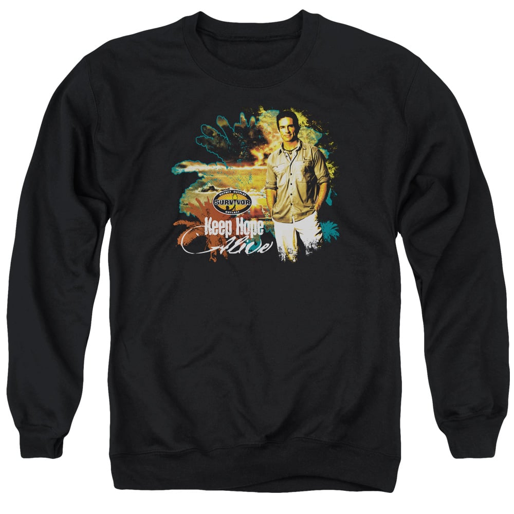 CBS1008-AS-5 Survivor & Keep Hope Alive Adult Cotton & Polyster Crewneck Sweatshirt, Black - 2X