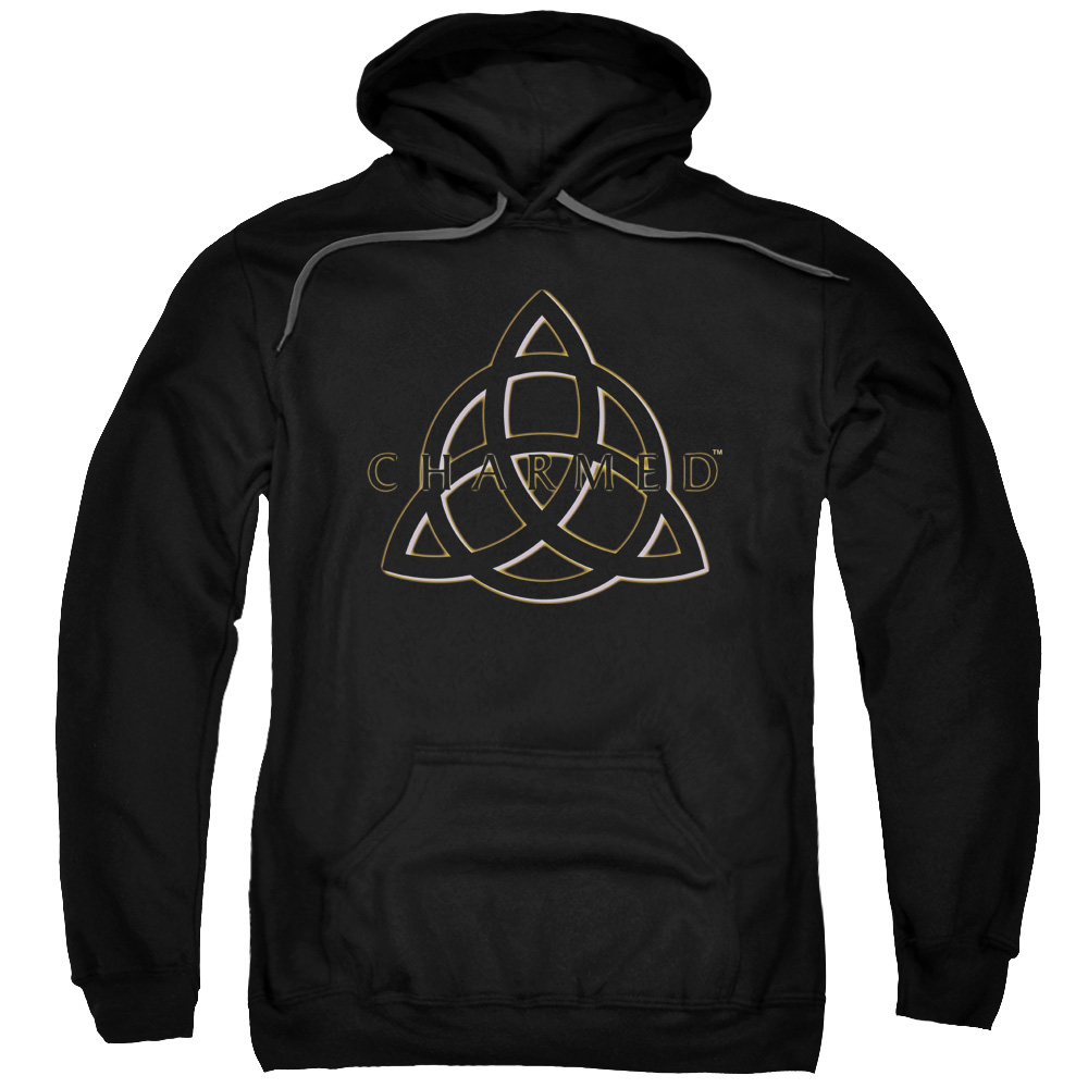Charmed & Triple Linked Logo Adult Cotton & Polyster Pull-Over Hoodie, Black - 5X