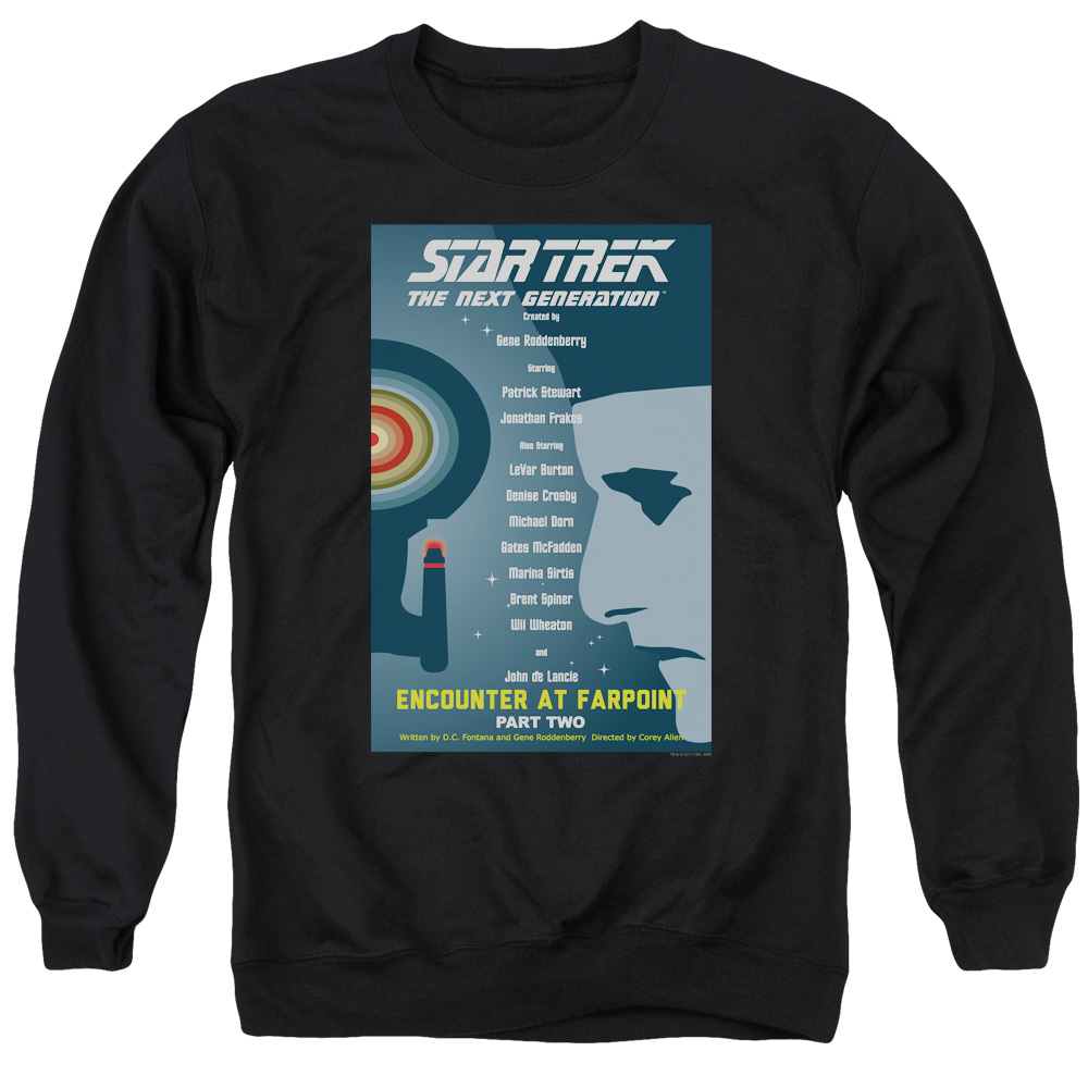 Star Trek & Tng Season 1 Episode 2 Adult Cotton & Polyster Crewneck Sweatshirt, Black - Small
