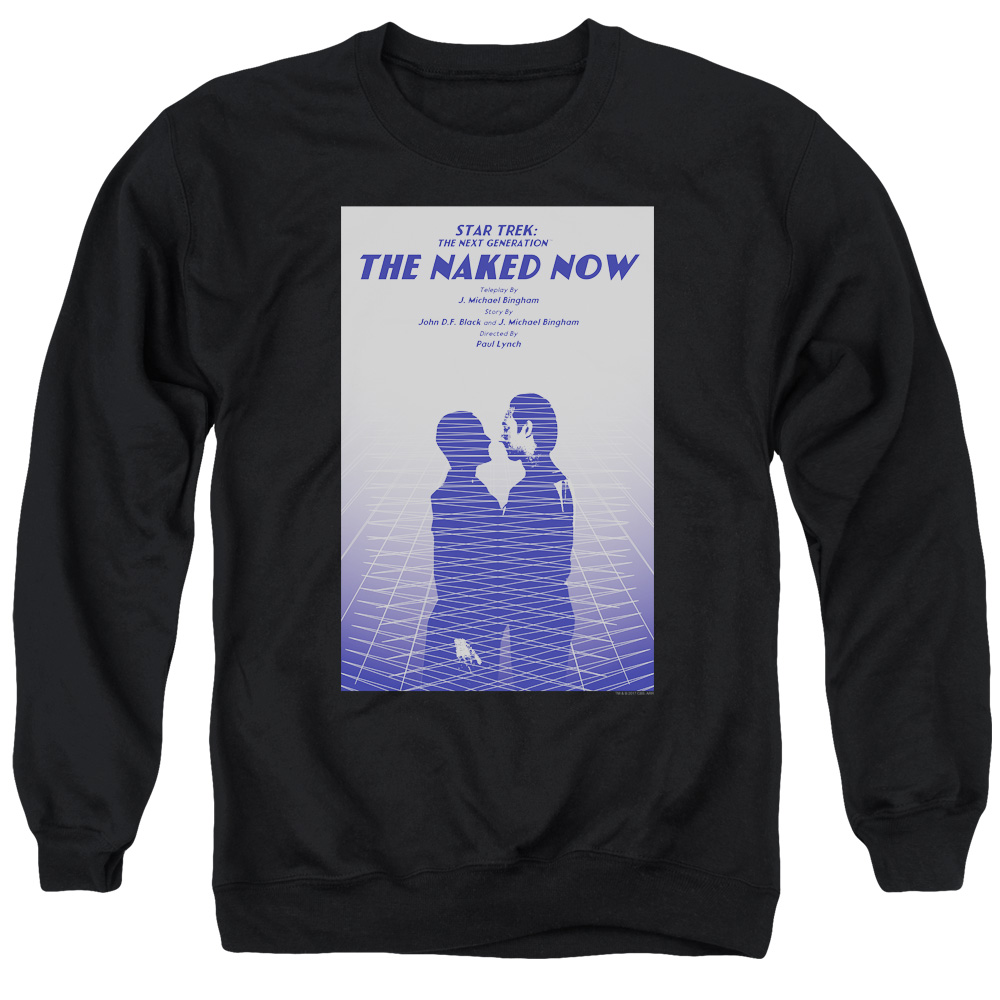 Star Trek & Tng Season 1 Episode 3 Adult Cotton & Polyster Crewneck Sweatshirt, Black - Large